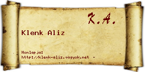 Klenk Aliz névjegykártya